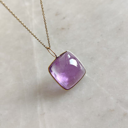 Natural Purple Amethyst Pendant, 14K Solid Gold Purple Amethyst Pendant, Solid Gold Bezel Pendant, February Birthstone, Christmas  Gift