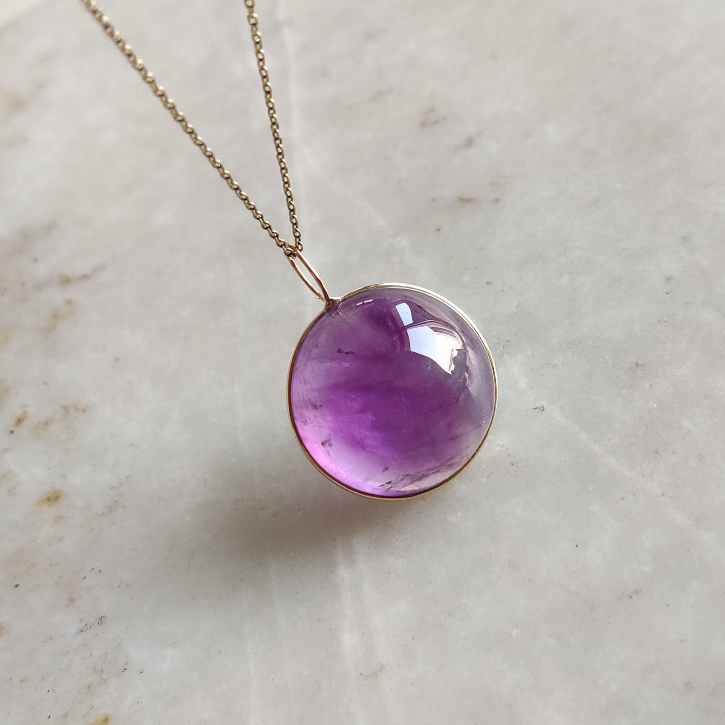 Natural Purple Amethyst Pendant, 14K Solid Gold Purple Amethyst Pendant, Solid Gold Pendant Necklace, February Birthstone, Birthday Gift