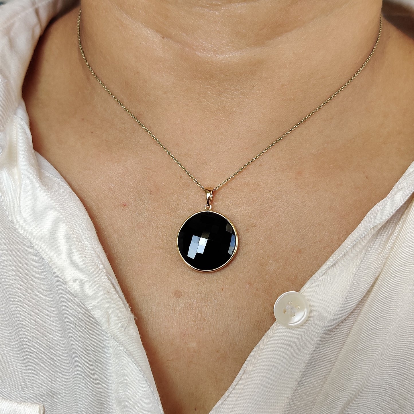 Natural Black Onyx Pendant, 14K Solid Yellow Gold Onyx Pendant, December Birthstone Pendant, Onyx Bezel Pendant, Christmas Present