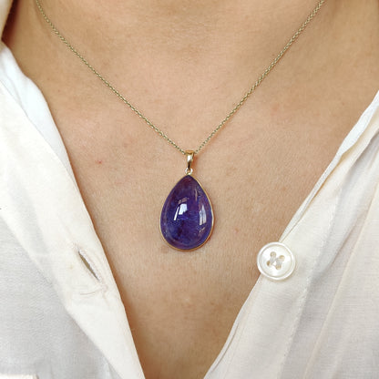 Natural Tanzanite Pendant, 14K Solid Gold Tanzanite Pendant, Yellow Gold Necklace Pendant, Tanzanite Jewelry, December Birthstone