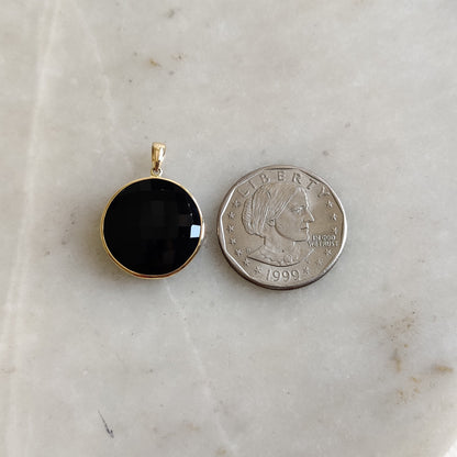 Natural Black Onyx Pendant, 14K Solid Yellow Gold Onyx Pendant, December Birthstone Pendant, Onyx Bezel Pendant, Christmas Present