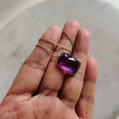 Natural Purple Amethyst Pendant, 14K Solid Gold Purple Amethyst Pendant, Solid Gold Pendant Necklace, February Birthstone, Christmas Gift