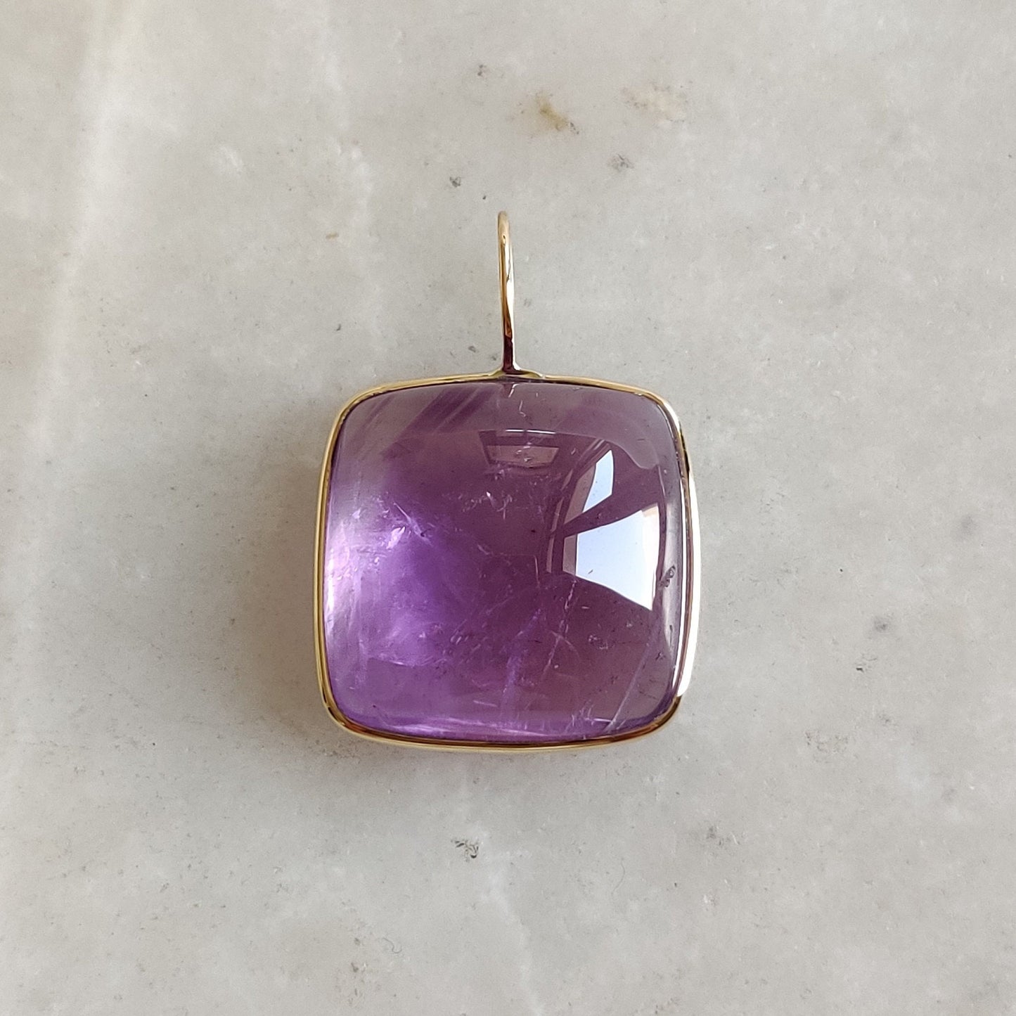 Natural Purple Amethyst Pendant, 14K Solid Gold Purple Amethyst Pendant, Solid Gold Bezel Pendant, February Birthstone, Christmas  Gift