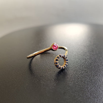 Natural Ruby and Blue Sapphire Ring, 14K Solid Gold Ring, 14k Gold Ruby And Blue Sapphire Ring, July Birthstone, Gift For Her, Birthday Gift