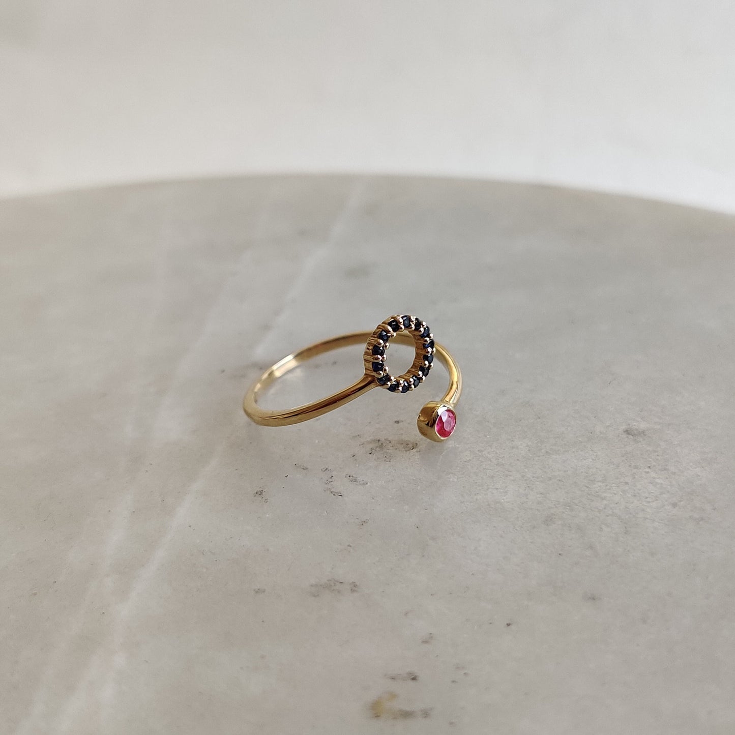 Natural Ruby and Blue Sapphire Ring, 14K Solid Gold Ring, 14k Gold Ruby And Blue Sapphire Ring, July Birthstone, Gift For Her, Birthday Gift