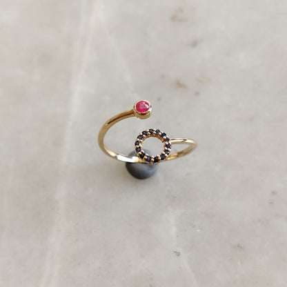 Natural Ruby and Blue Sapphire Ring, 14K Solid Gold Ring, 14k Gold Ruby And Blue Sapphire Ring, July Birthstone, Gift For Her, Birthday Gift