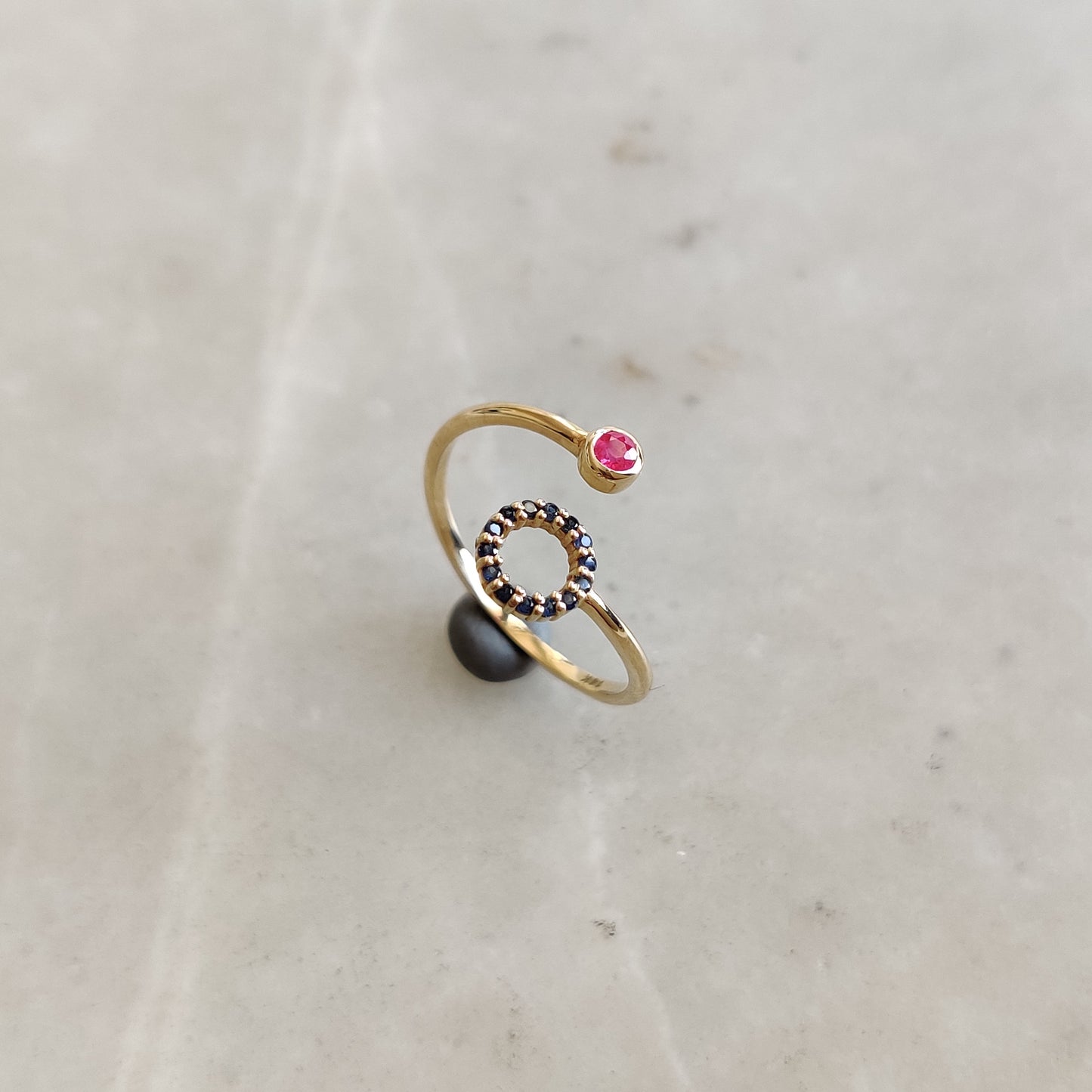 Natural Ruby and Blue Sapphire Ring, 14K Solid Gold Ring, 14k Gold Ruby And Blue Sapphire Ring, July Birthstone, Gift For Her, Birthday Gift