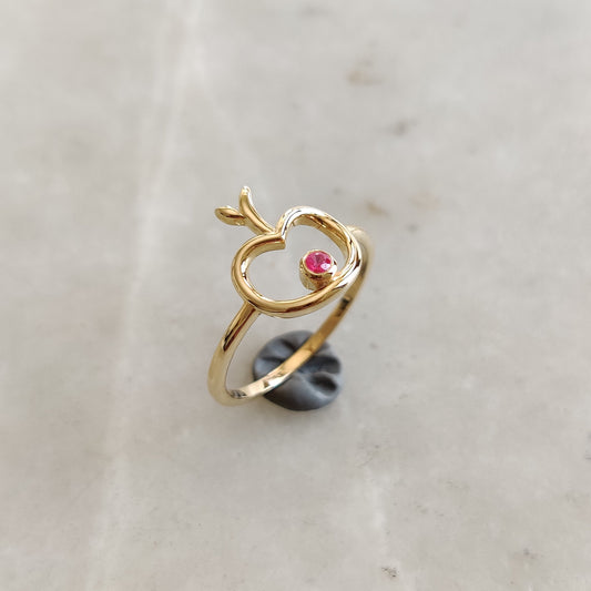 Natural Ruby Ring, 14K Solid Yellow Gold Ring, July Birthstone Ring, Apple Ruby Ring, Christmas Present, Dainty Ring, Ruby Jewelry