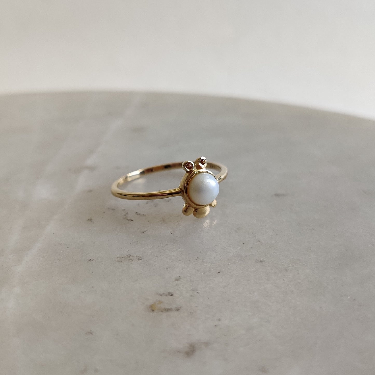 Natural Pearl and Orange Sapphire Ring, 14K Solid Gold Ring, 14k Gold Pearl Orange Sapphire Ring, June September Birthstone, Pearl Jewelry