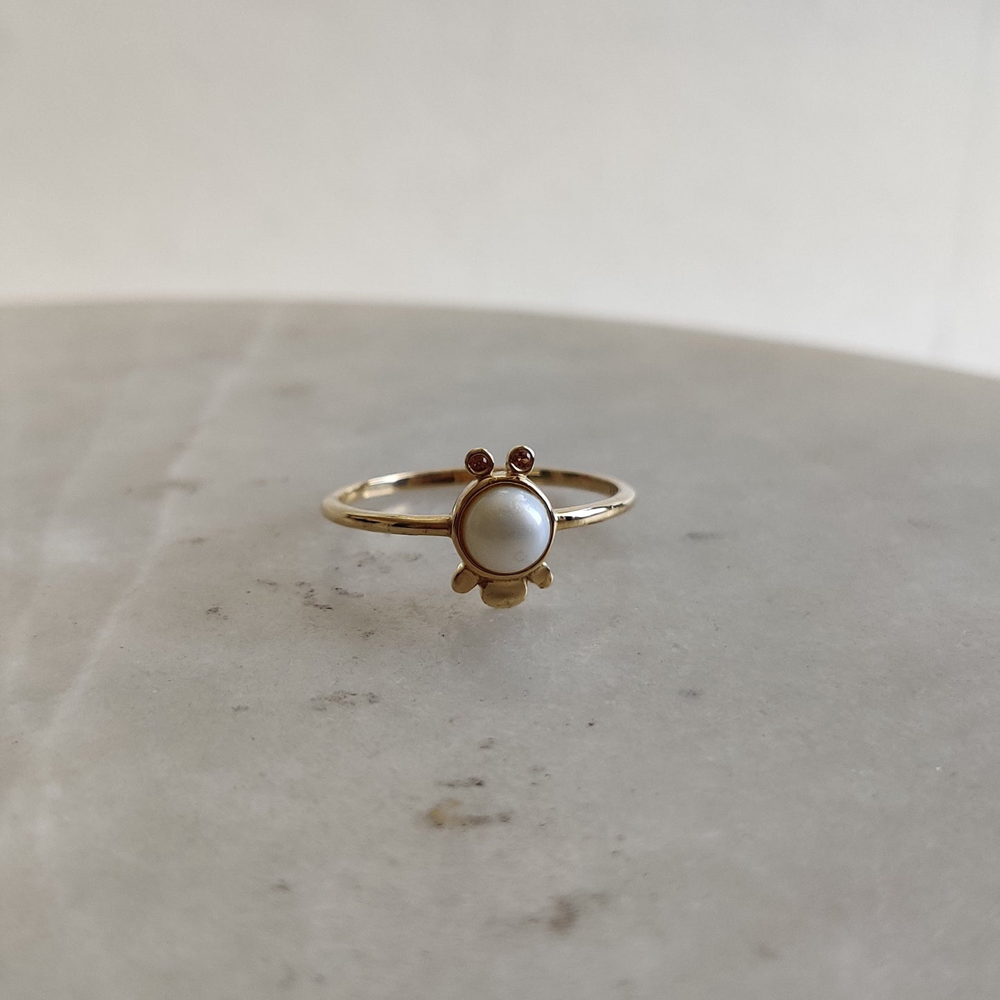 Natural Pearl and Orange Sapphire Ring, 14K Solid Gold Ring, 14k Gold Pearl Orange Sapphire Ring, June September Birthstone, Pearl Jewelry