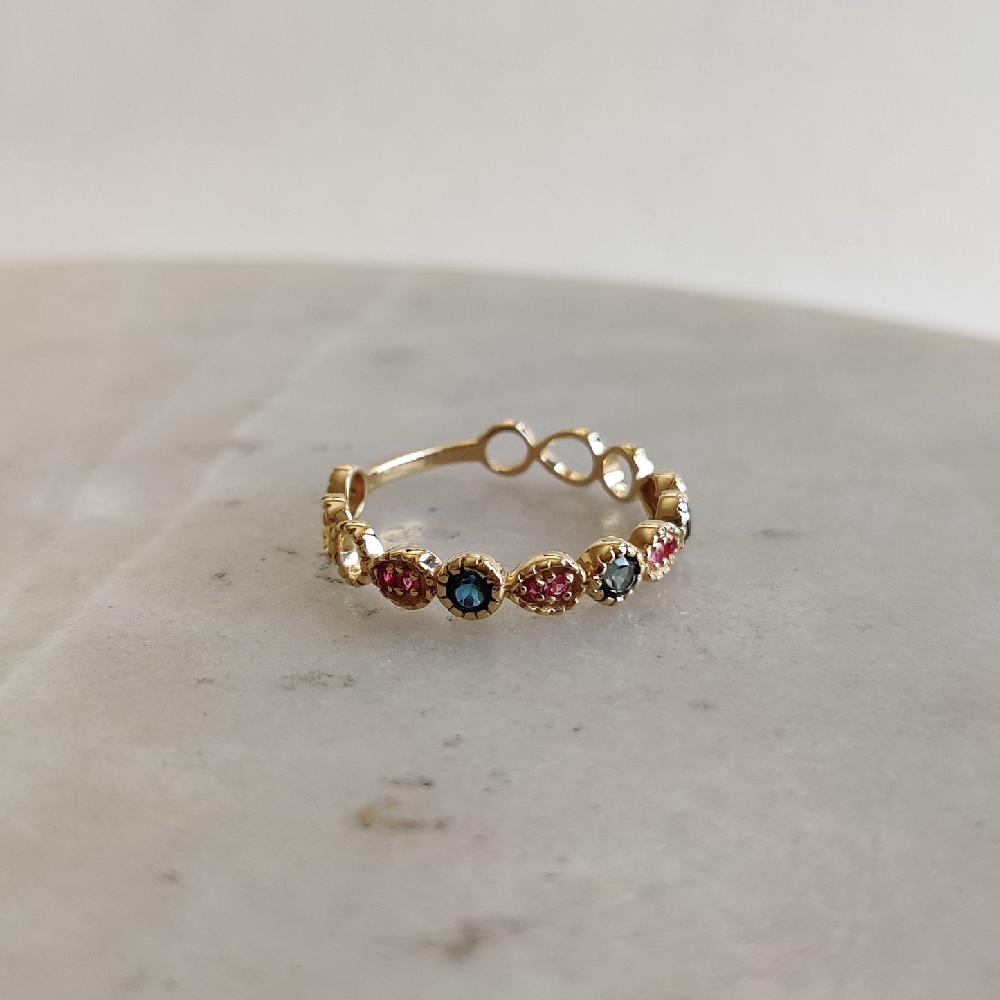 Natural London Blue Topaz Ruby Ring, 14K Solid Gold London Blue Topaz Ruby Ring, December July Birthstone, Blue Topaz Jewelry, Ruby Jewelry