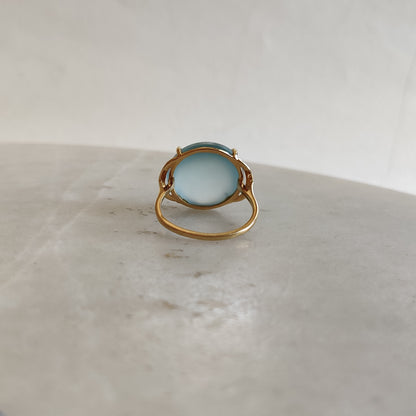 Natural Frosted Sky Blue Topaz Ring, 14K Solid Gold Ring, 14k Gold Sky Blue Topaz Ring, December Birthstone, Christmas Gift, Topaz Jewelry