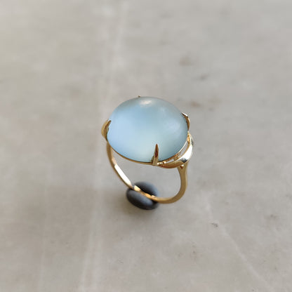 Natural Frosted Sky Blue Topaz Ring, 14K Solid Gold Ring, 14k Gold Sky Blue Topaz Ring, December Birthstone, Christmas Gift, Topaz Jewelry