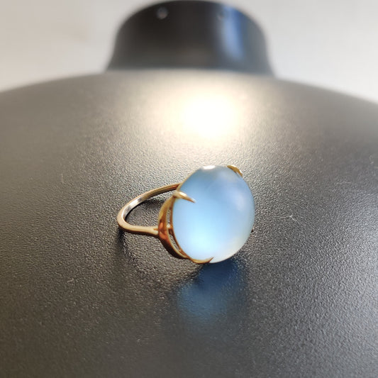 Natural Frosted Sky Blue Topaz Ring, 14K Solid Gold Ring, 14k Gold Sky Blue Topaz Ring, December Birthstone, Christmas Gift, Topaz Jewelry