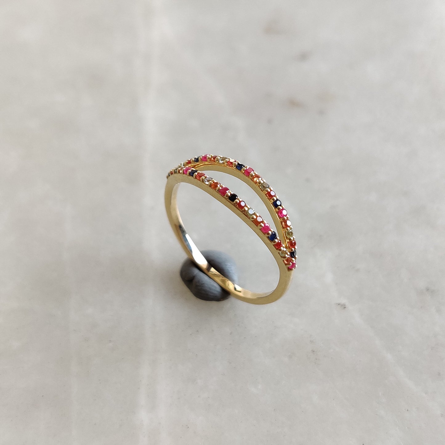 Natural Multi Sapphire Ring, 14K Solid Gold Ring, 14k Gold Multi Sapphire Ring, September Birthstone, Christmas Gift, Multi Sapphire Jewelry