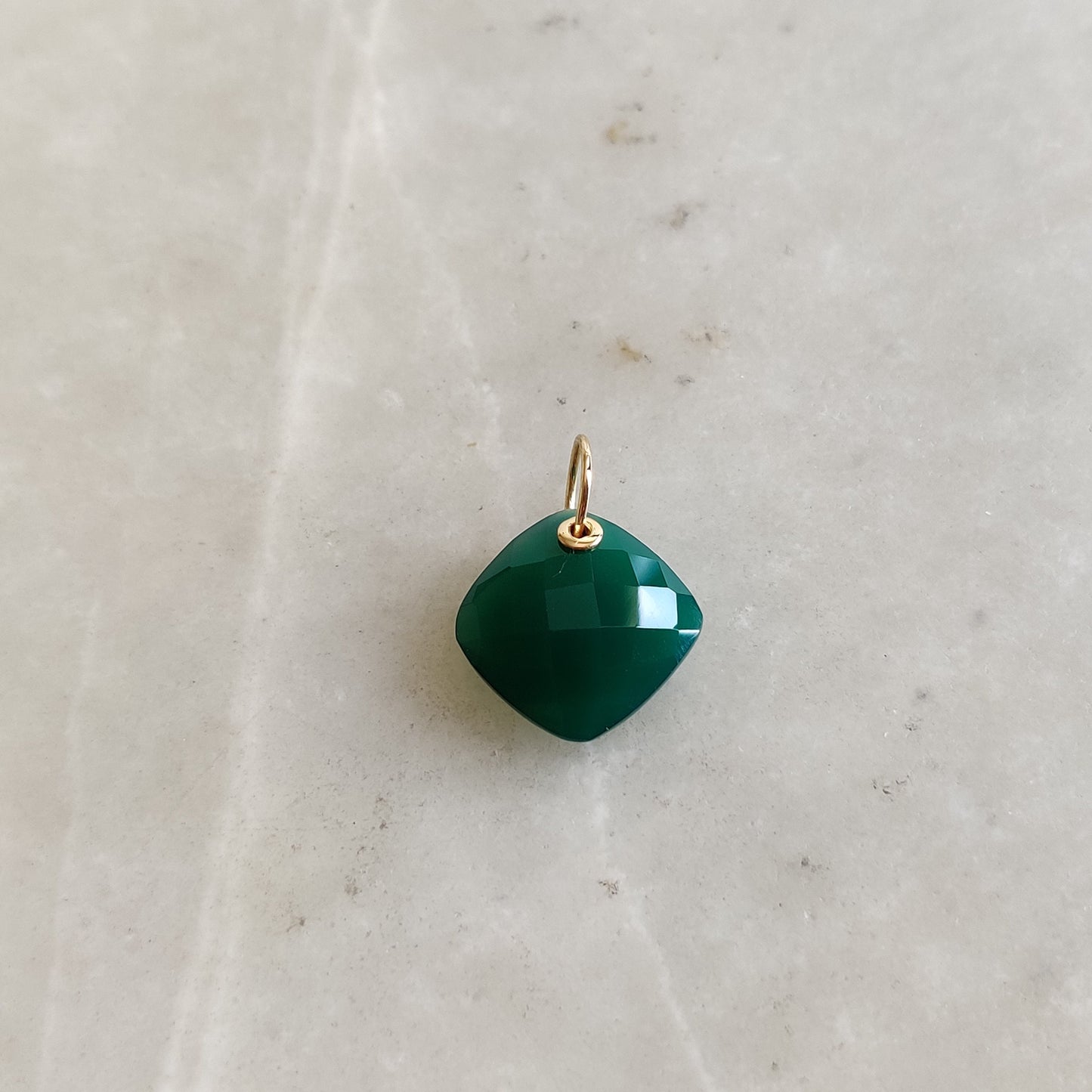 Natural Green Onyx Pendant, 14K Solid Yellow Gold Pendant, May Birthstone Pendant, Green Onyx Briolette Pendant, Christmas Present