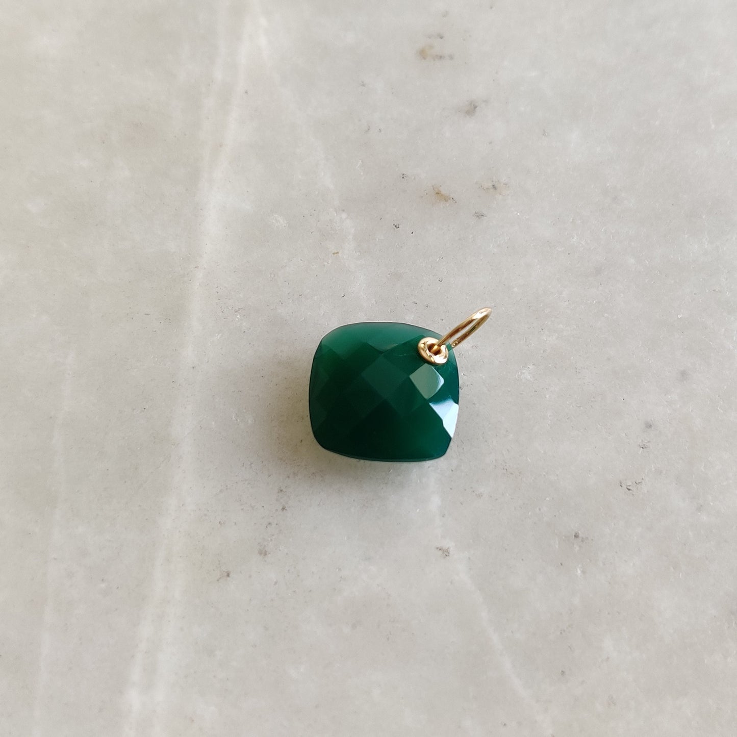 Natural Green Onyx Pendant, 14K Solid Yellow Gold Pendant, May Birthstone Pendant, Green Onyx Briolette Pendant, Christmas Present