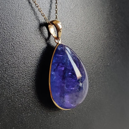 Natural Tanzanite Pendant, 14K Solid Gold Tanzanite Pendant, Yellow Gold Necklace Pendant, Tanzanite Jewelry, December Birthstone