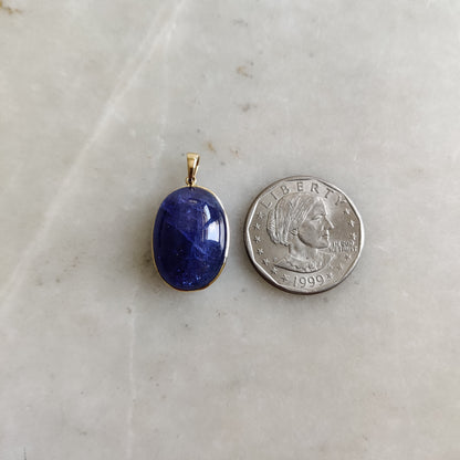 Natural Tanzanite Pendant, 14K Solid Yellow Gold Tanzanite Pendant, December Birthstone Pendant, Oval Shape Bezel Pendant, Tanzanite Jewelry