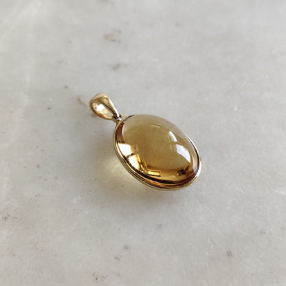 Natural Citrine Pendant, 14K Solid Yellow Gold Citrine Pendant, Oval Bezel Pendant, November Birthstone, Bezel Pendant, Christmas Gift