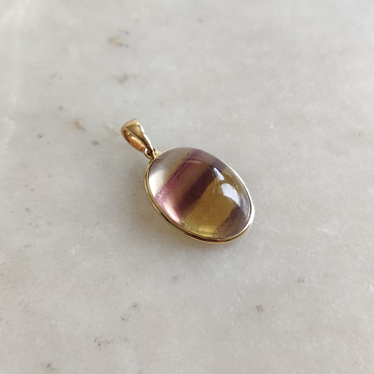 Natural Fluorite Pendant, 14K Solid Gold Fluorite Pendant, Solid Gold Pendant Necklace, March Birthstone, Valentine Gift,Flourite Jewelry