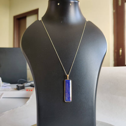 Natural Lapis Lazuli Pendant, 14K Yellow Gold Lapis Lazuli Pendant, Solid Gold Lapis Bezel Pendant, September Birthstone, Christmas Gift