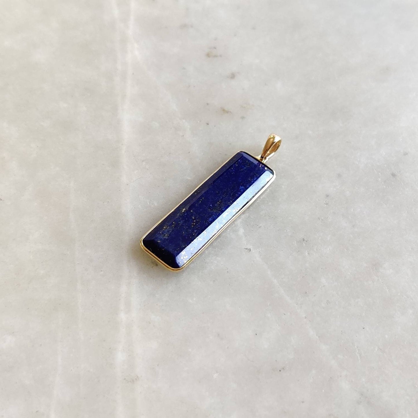 Natural Lapis Lazuli Pendant, 14K Yellow Gold Lapis Lazuli Pendant, Solid Gold Lapis Bezel Pendant, September Birthstone, Christmas Gift