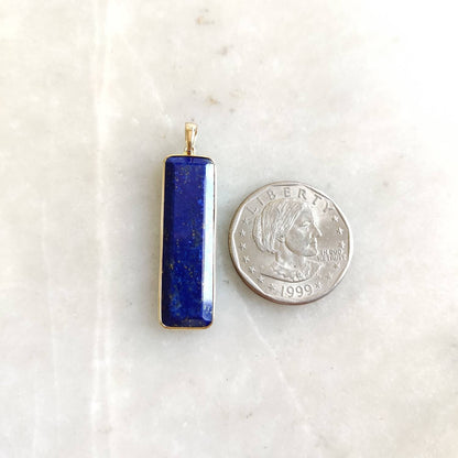 Natural Lapis Lazuli Pendant, 14K Yellow Gold Lapis Lazuli Pendant, Solid Gold Lapis Bezel Pendant, September Birthstone, Christmas Gift