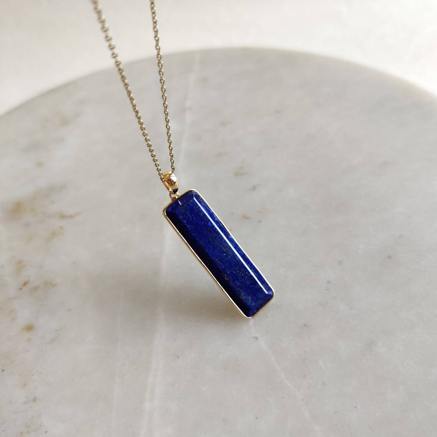 Natural Lapis Lazuli Pendant, 14K Yellow Gold Lapis Lazuli Pendant, Solid Gold Lapis Bezel Pendant, September Birthstone, Christmas Gift