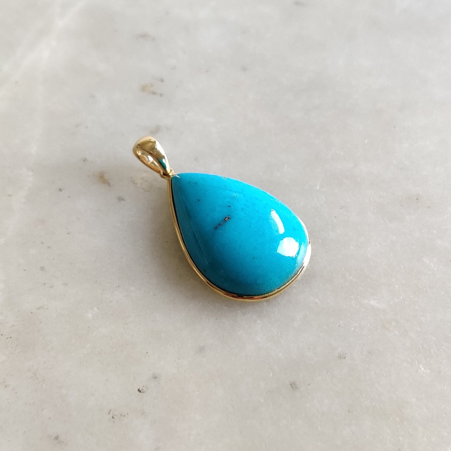 Natural Sleeping Beauty Turquoise Pendant, 14K Solid Gold Turquoise Pendant, Turquoise Bezel Pendant , December Birthstone, Christmas Gift