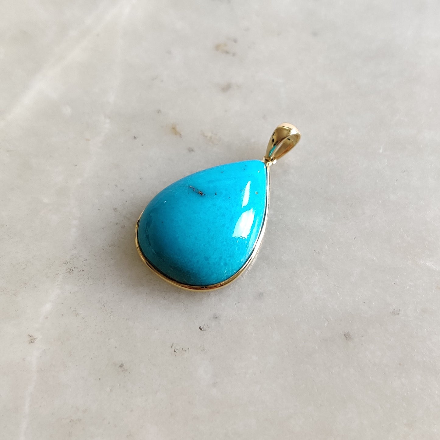 Natural Sleeping Beauty Turquoise Pendant, 14K Solid Gold Turquoise Pendant, Turquoise Bezel Pendant , December Birthstone, Christmas Gift