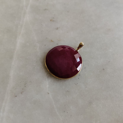 Natural Ruby Pendant, 14K Solid Yellow Gold Ruby Pendant, July Birthstone Pendant, Bezel Pendant, Ruby Jewelry, Christmas Present