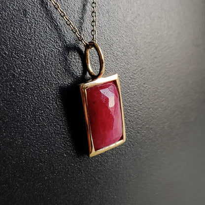 Natural Ruby Pendant, 14K Solid Yellow Gold Ruby Pendant, July Birthstone Pendant, Bezel Pendant, Ruby Jewelry, Christmas Present