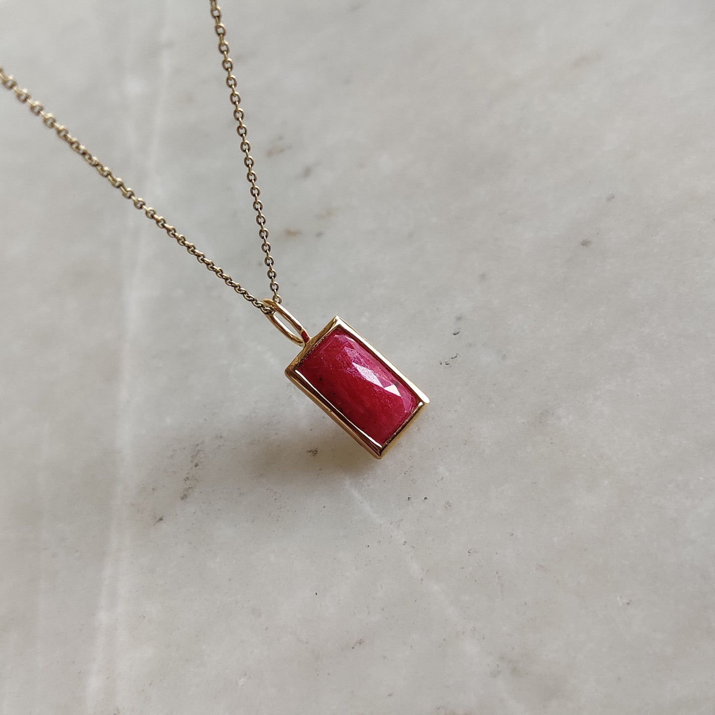 Natural Ruby Pendant, 14K Solid Yellow Gold Ruby Pendant, July Birthstone Pendant, Bezel Pendant, Ruby Jewelry, Christmas Present