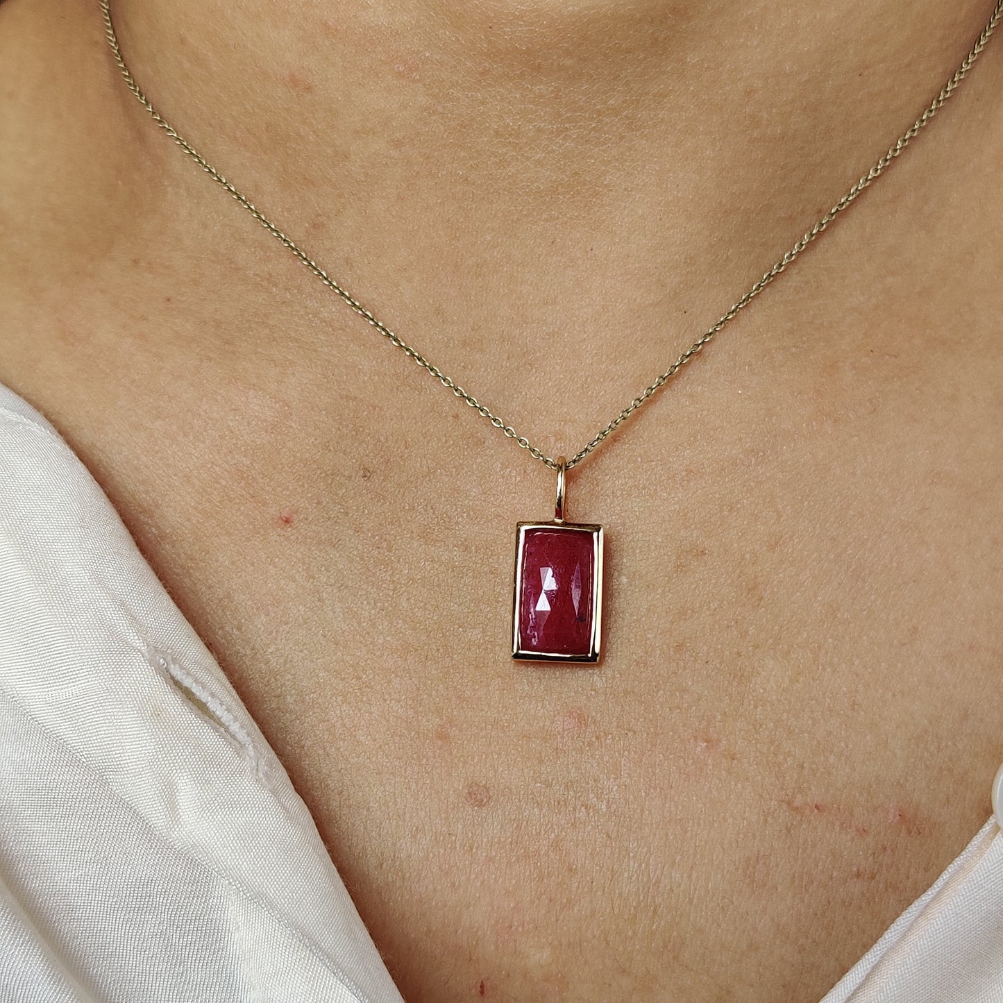 Natural Ruby Pendant, 14K Solid Yellow Gold Ruby Pendant, July Birthstone Pendant, Bezel Pendant, Ruby Jewelry, Christmas Present