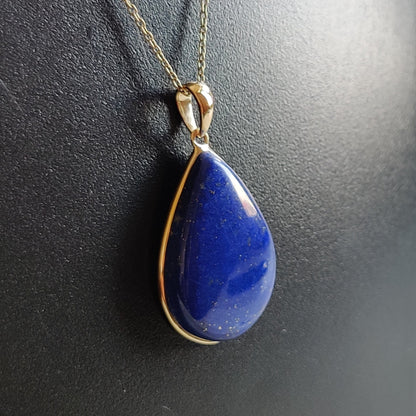 Natural Lapis Lazuli Pendant, 14K Solid Yellow Gold Lapis Lazuli Pendant, Bezel Pendant, September Birthstone Pendant, Christmas Present