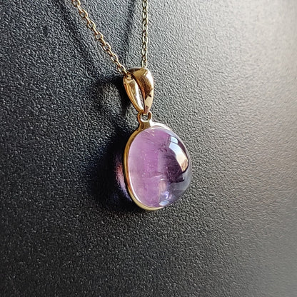 Natural Kunzite Pendant, 14K Solid Yellow Pink Kunzite Pendant, October Birthstone Pendant, Bezel Pendant, Oval Pendant, Anniversary Present