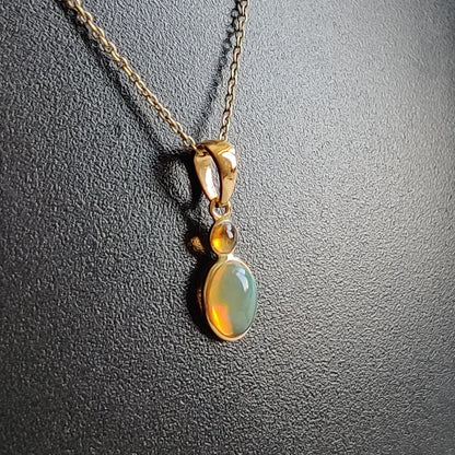 Natural Ethiopian Opal Pendant,14K Solid Gold Opal Pendant, Solid Gold Pendant , October Birthstone, Christmas Gift, Opal Bezel Pendant