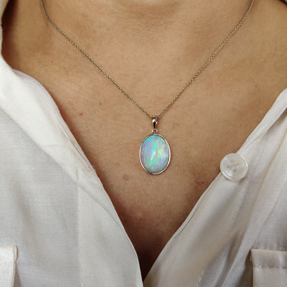 Natural Ethiopian Opal Pendant, 14K Solid Yellow Gold Opal Pendant, Opal Jewelry, October Birthstone, Christmas Gift, Opal Bezel Pendant