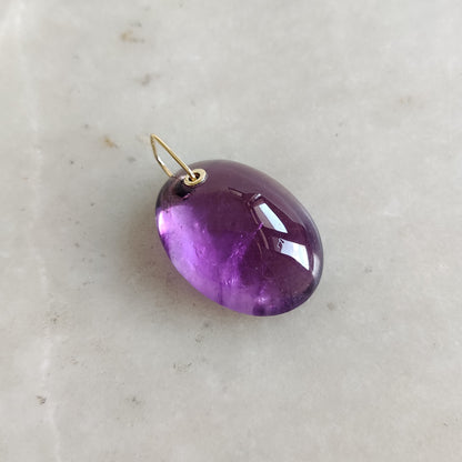 Natural Purple Amethyst Pendant, 14K Solid Gold Purple Amethyst Pendant, Solid Gold Drill Pendant, February Birthstone, Christmas Gift