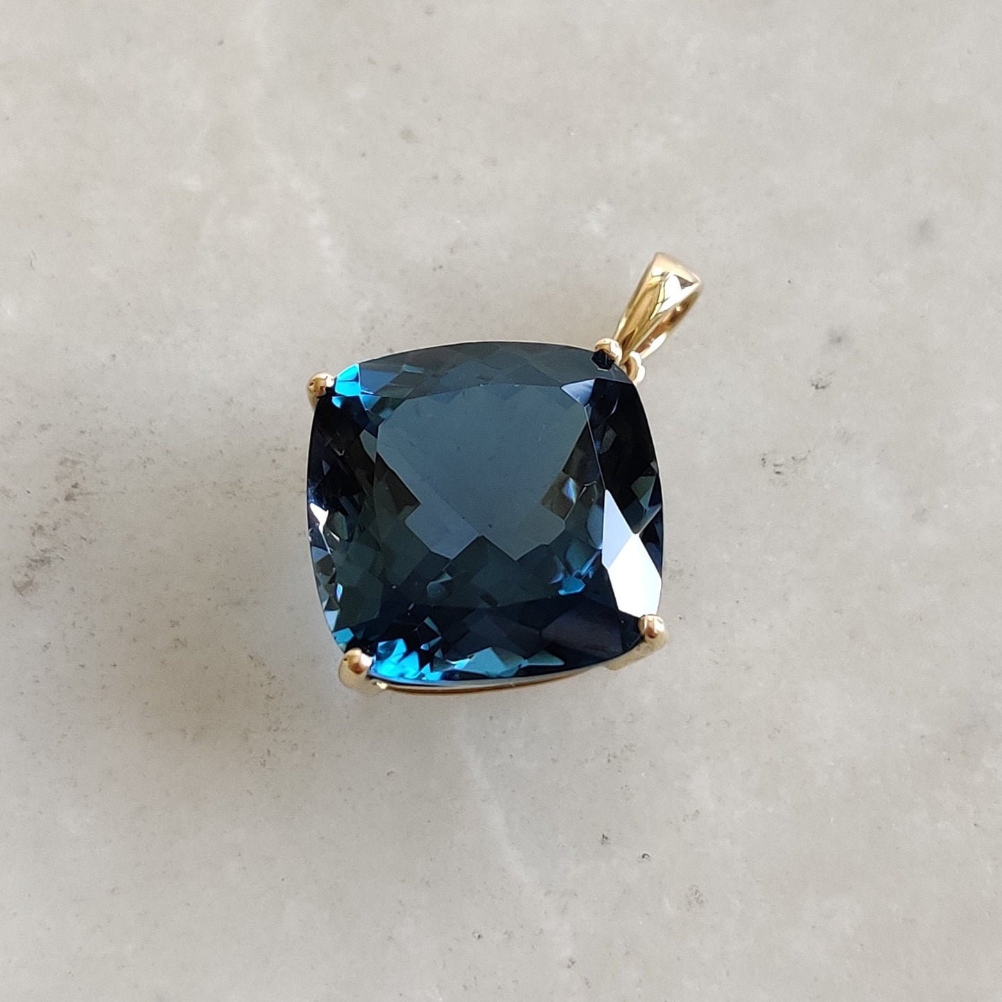 Natural London Blue Topaz Pendant, 14K Solid Gold Blue Topaz Pendant, Solid Gold Pendant Necklace, December Birthstone, Christmas Present