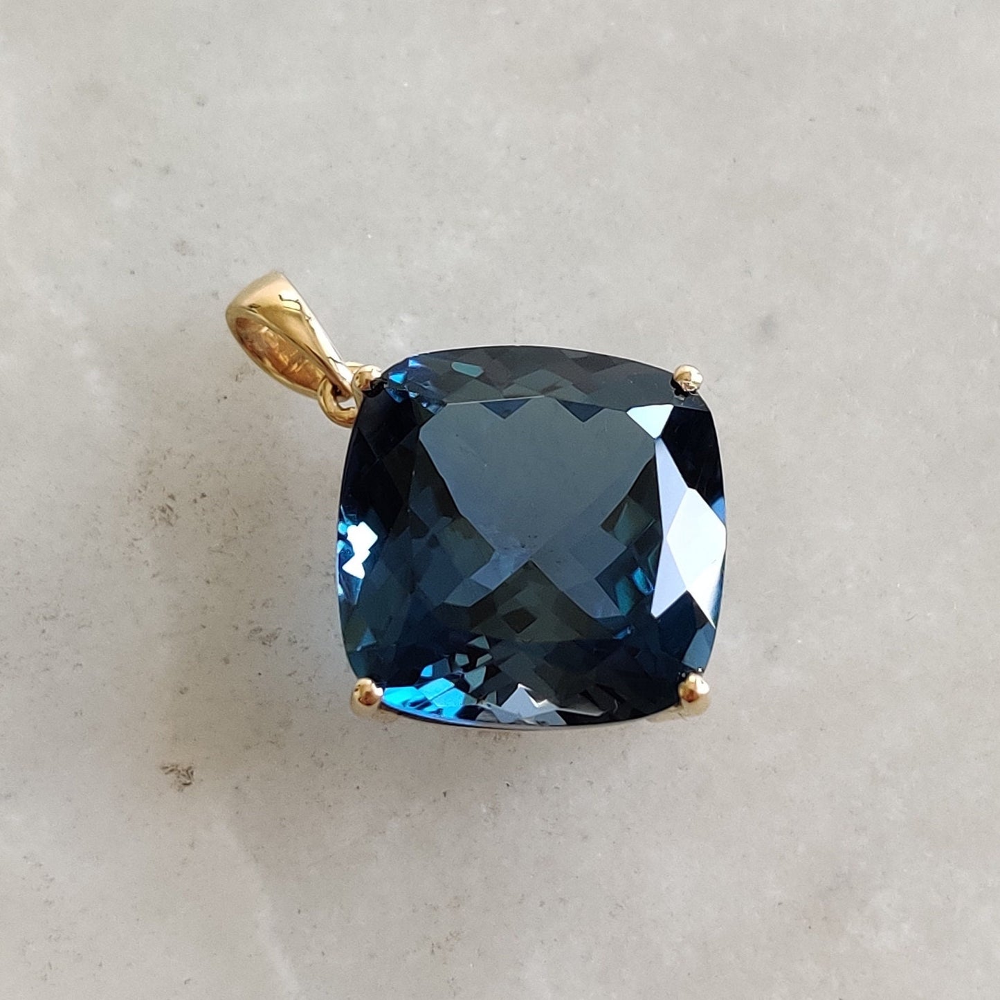 Natural London Blue Topaz Pendant, 14K Solid Gold Blue Topaz Pendant, Solid Gold Pendant Necklace, December Birthstone, Christmas Present