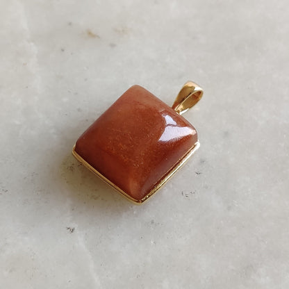 Natural Sunstone Pendant, 14K Solid Gold Sunstone Pendant, Yellow Gold Necklace Pendant, July August Birthstone, Feldspar Crystal Pendant