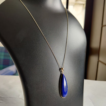 Natural Lapis Lazuli Pendant, 14K Yellow Gold Lapis Lazuli Pendant, Solid Gold Lapis Bezel Pendant, September Birthstone, Christmas Gift