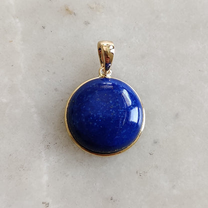 Natural Lapis Lazuli Pendant, 14K Yellow Gold Lapis Lazuli Pendant, Solid Gold Lapis Bezel Pendant, September Birthstone, Christmas Gift