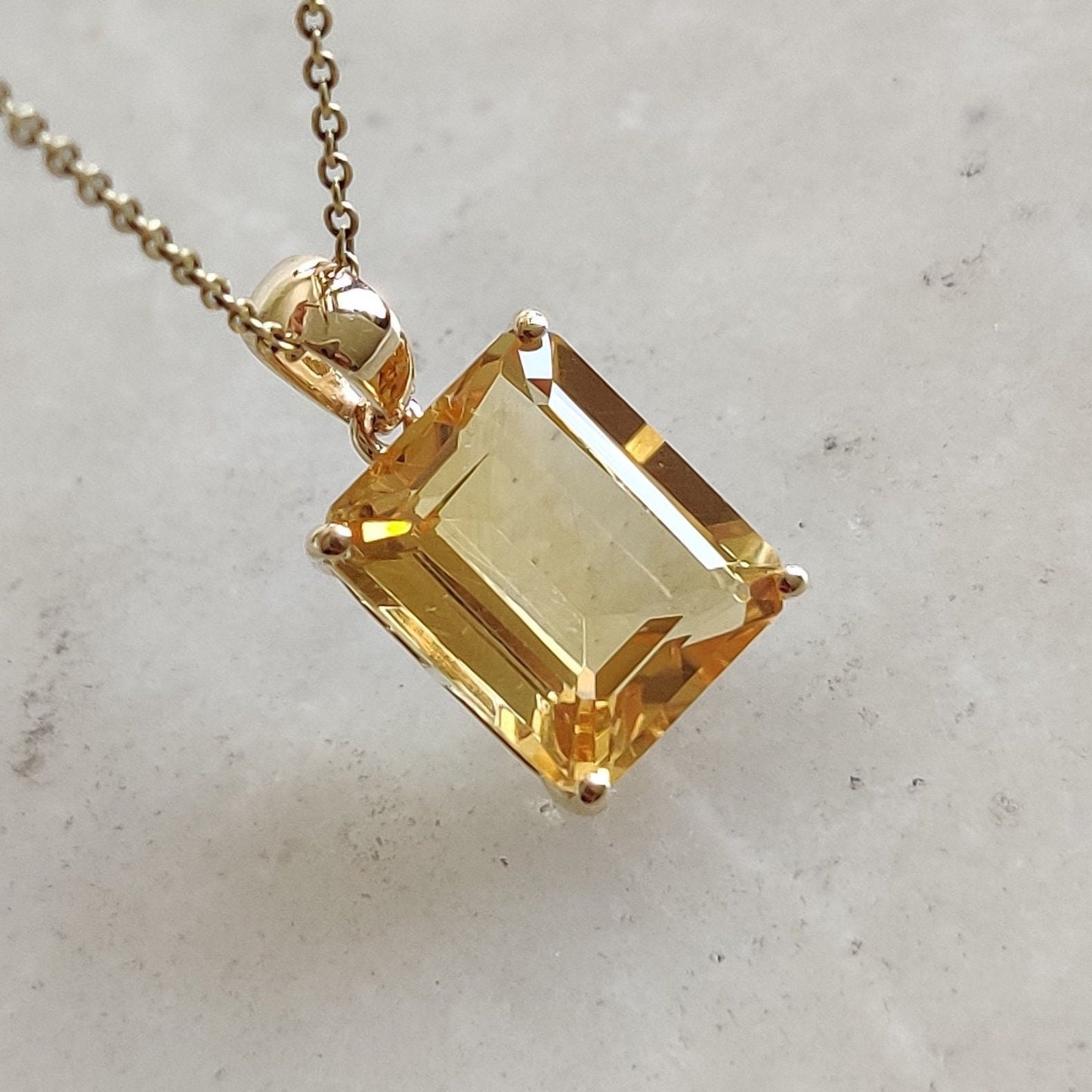 Natural Citrine Pendant, 14K Solid Yellow Gold Citrine Pendant, Octagon Pendant, November Birthstone, Christmas Gift, Citrine Jewelry