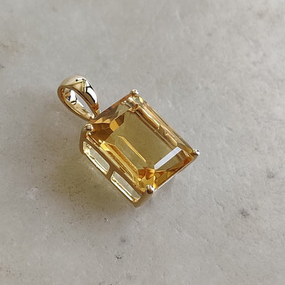 Natural Citrine Pendant, 14K Solid Yellow Gold Citrine Pendant, Octagon Pendant, November Birthstone, Christmas Gift, Citrine Jewelry