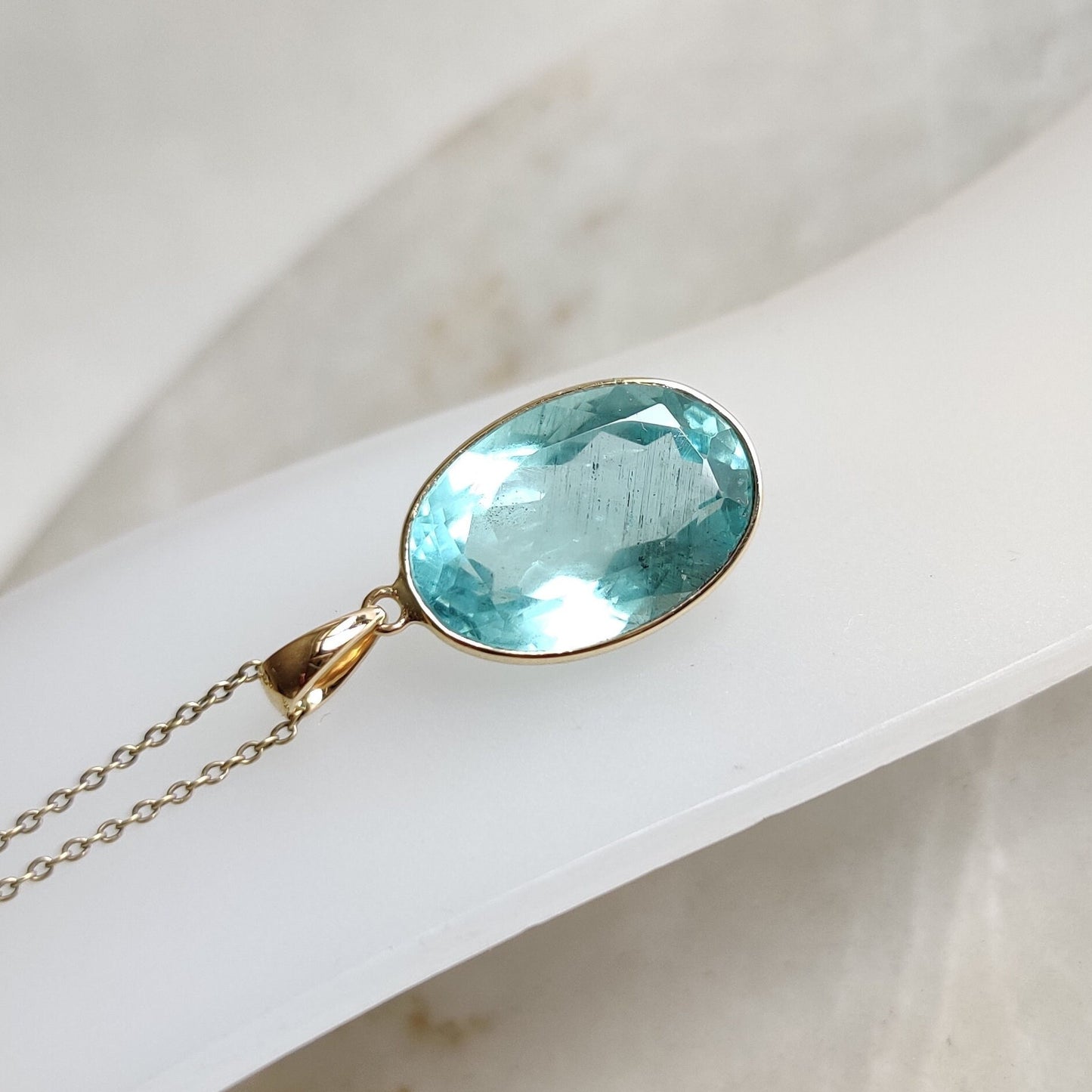 Natural Aquamarine Pendant, 14K Solid Gold Aquamarine Pendant, Solid Gold Pendant Necklace, March Birthstone, Bezel Pendant, Christmas Gift