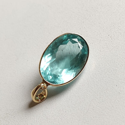 Natural Aquamarine Pendant, 14K Solid Gold Aquamarine Pendant, Solid Gold Pendant Necklace, March Birthstone, Bezel Pendant, Christmas Gift