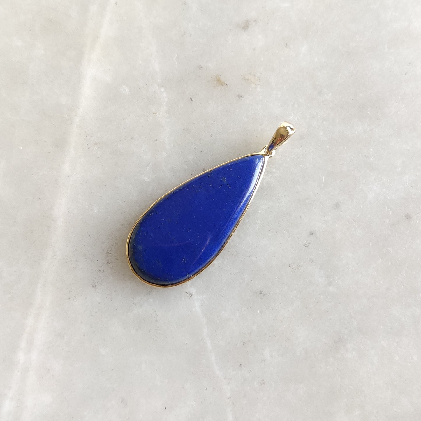 Natural Lapis Lazuli Pendant, 14K Yellow Gold Lapis Lazuli Pendant, Solid Gold Lapis Bezel Pendant, September Birthstone, Christmas Gift